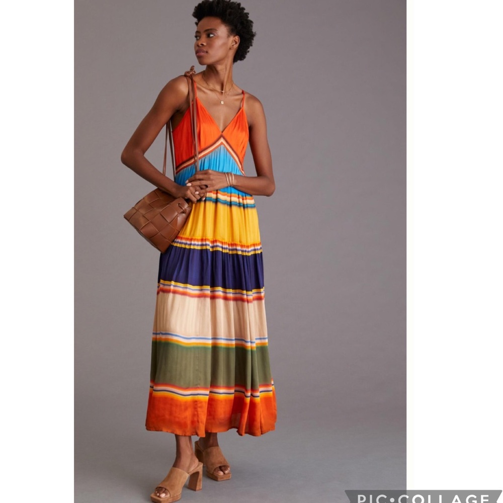 NWOT Anthropologie Tanvi Kedia Colorblock maxi Dress